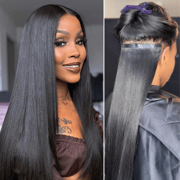 2 Packs Full & Thick Straight / Body Wave / Kinky Curly / Yaki Straight / Kinky Straight / Deep Wave Clip in Hair Extensions Real Human Hair Pieces 270g with Free Gift