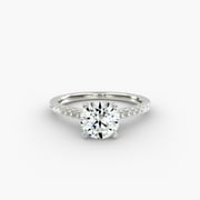 Petite Cathedral Pavé Diamond Engagement Ring in 14k White Gold (1/6 ct. tw.)