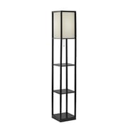 Mainstays JF5311BK 62 inch Plastic Black Shelf Floor Lamp, Sustainable White Fabric Shade