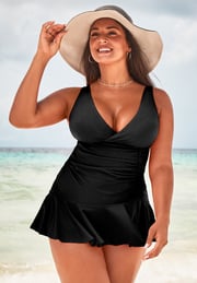 Plunge Ruffle Swimdress