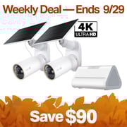 MagCam 4K Solar Ultra HD Outdoor Security Camera with Solar Panel 2-Pack + Smart Homebase Bundle