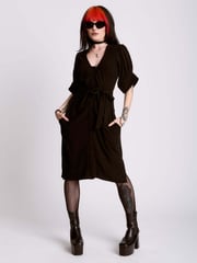 Shirred  Linen Shirt Dress