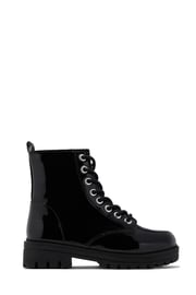 Rylen Lace Up Combat Boots - Black Pat