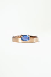 Medium Emerald Cut Blue Sapphire Monolith Ring