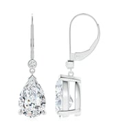 Lab-Grown Pear-Shaped Diamond Leverback Drop Earrings with Lab Diamond Accent