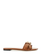 'Mae' Brown Sandals with Strap Embellishment with Logo in Leather Woman