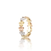 Plumeria Eternity Ring in Tri Color Gold with Diamonds - 5mm