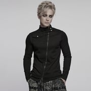 Men's Punk Stand Collar Zipper Shirt
