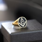 Master Mason Blue Lodge Ring - Gold With Black Enamel
