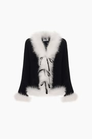 Venus in Love Blouse with Feathers in Black