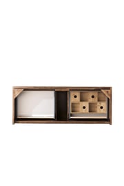 James Martin 805-V47.3-WLT-CH Mantova 47 1/4" Wall Mount  Single Bathroom Vanity in Mid Century Walnut With Countertop & Sink Combo: Charcoal Black Solid Surface Vanity Top with 1 Integrated Stone Composite Sink and 1 Faucet Hole