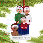 Expecting Family Of 3 With Brown Dog Christmas Ornament - Personalized Christmas Ornaments | Ornament Shop