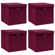 vidaXL Storage Box Set of 4 Dark Red Non-woven fabric (100% polyester)