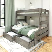 Modern Farmhouse Twin Over Full Bunk Bed With Storage Drawers