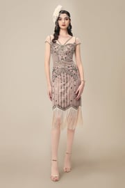 Multicolor Beading Fringe Flapper Dress
