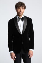  Slim Fit Black Velvet Blazer