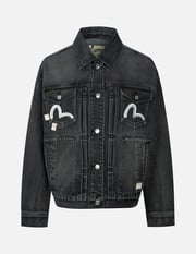 Seagull Embroidery with Logo-pattern Panelled Fashion Fit Denim Jacket