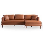 Delano Cognac Vegan Leather Sectional Sofa Right Facing Chaise