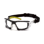 Pyramex Fyxate Foam-Padded Safety Glasses with Clear/Lime Frame and Clear H2MAX Anti-Fog Lens