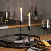 White Flameless Candle Tapers - Flat Top - 6.75" Height - Set of 2