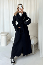 Makayla black trench coat