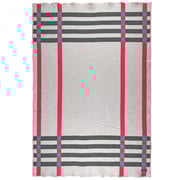 Framed Plaid Wool Throw - Pink/Smoke