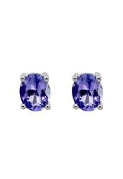14K White Gold Oval Tanzanite Stud Earrings, 0.65 TCW