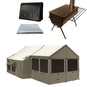 12x12 Cabin Lodge and Stove Bundle