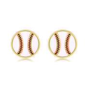 14K Gold Baseball Stud Earrings for Women