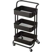 House of Home 3 Tier Black Storage Cart with Wheels | Wilko
