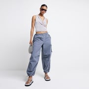 Grey parachute cargo trousers