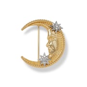 Spanish Day and Night Moon Brooch