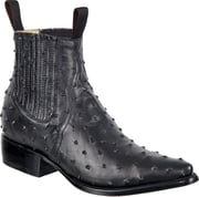 Botines Charros de Avestruz Grabado Horma Puntal Negro DIE-4105