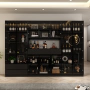 Display Storage Cabinet with LED Lights and Tempered Glass Doors