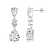 Prong-Set Pear and Round Lab-Grown Diamond Drop Earrings