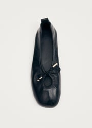 Rosalind Black Leather Ballet Flats