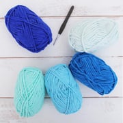 Super Soft Chenille Yarn Set - Blues - Pack of 5 Skeins - #5-50 Gram Skeins - 60 yds each
