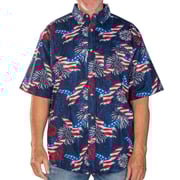 Men's Eagle Fireworks 100% Cotton Button Down Short Sleeve Shirt