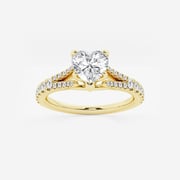 1 ctw Heart Lab Grown Diamond Split Shank Engagement Ring 14K Yellow Gold, F, VS2