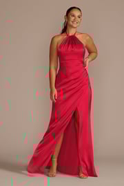 Tie-Neck Charmeuse Halter Dress