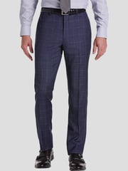 Slim Fit Wool Blend Windowpane Suit Pants
