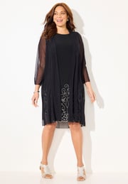 Beaded Trim Jacket Dress Set