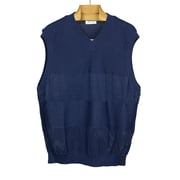 V-neck sweater vest in navy mixed density cotton knit