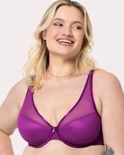 Sheer Mesh Plunge T-Shirt Bra - Blushing Rose