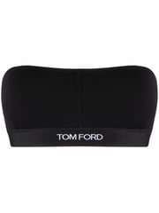 TOM FORD WOMEN Logo Embroidered Bandeau Bra Black