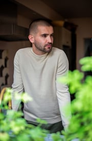 Mens Lightweight Cotton Linen Saddle Shoulder Jumper