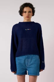 Kickers Navy Textured Logo Knit
