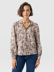 Tabitha Blouse - Cream/Brown