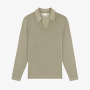 Long-Sleeve Mesh Knit Polo