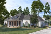 Plan 56518SM: Acadian-inspired 4-Bed House Plan with 3-Car Garage and Bonus Expansion